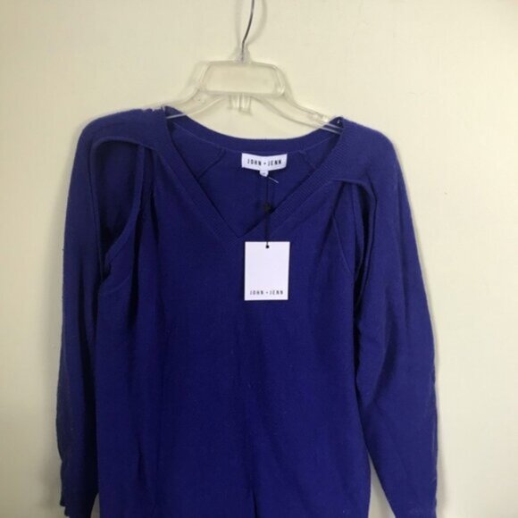 John +Jenn NEW Crew Neck Open Shoulder CutOut Sweater Tunic Top Soft Knit Soft S - Picture 7 of 16